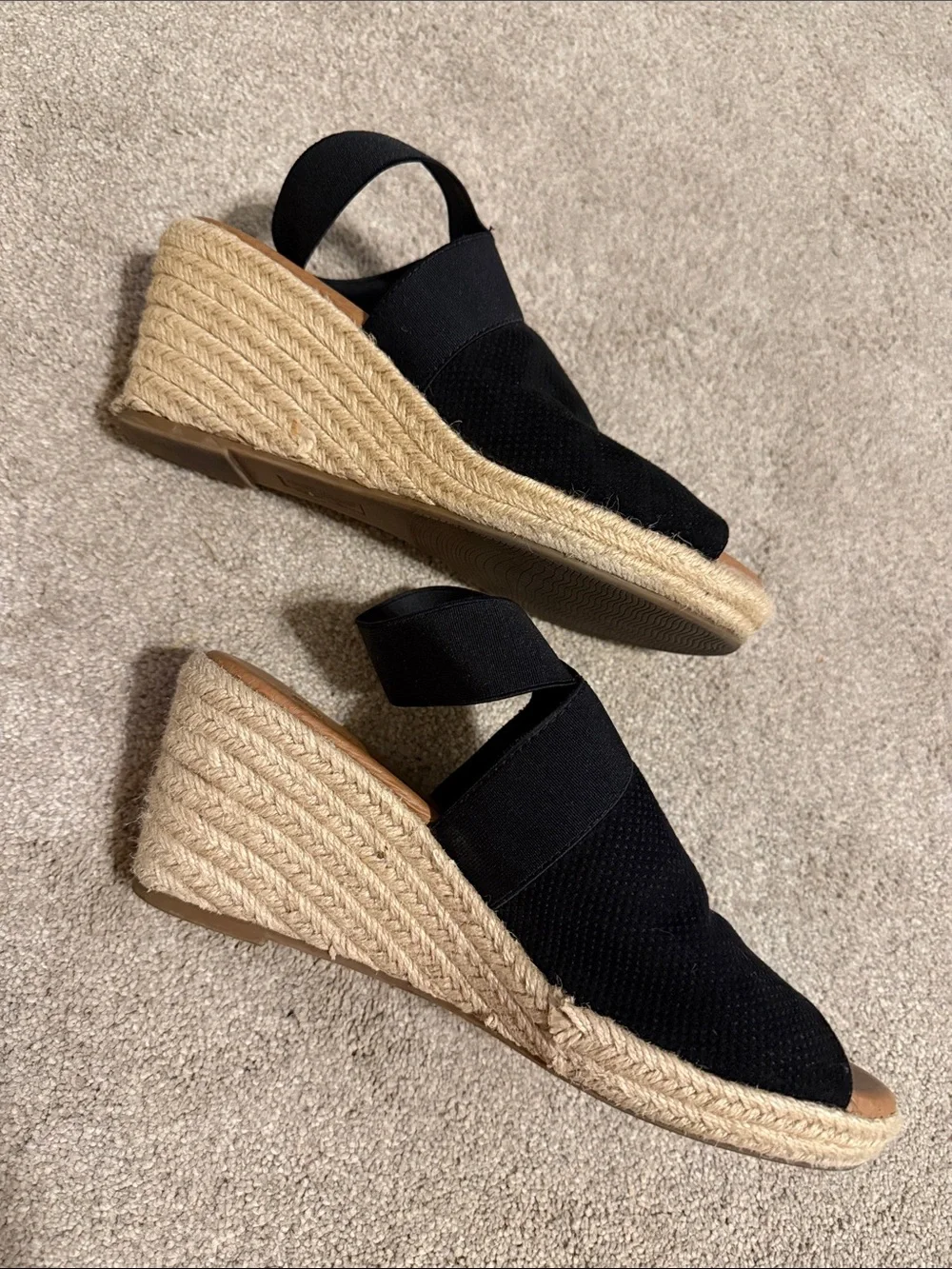 Madeline Black Cross-Strap Espadrille Wedge Sandals